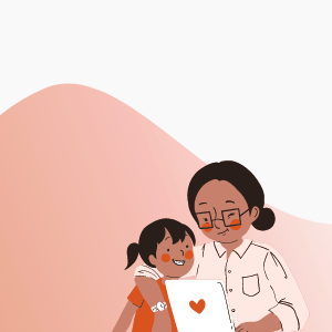 Illustration of mother and child reading together