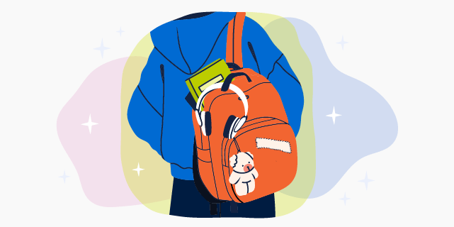 Illustration of a backpack on a child's back